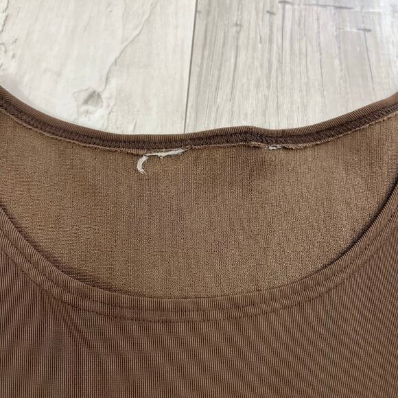 Brown Sleeveless Stretch Lightweight Plain Basic Midi Dress 9/10 - Picture 4 of 7